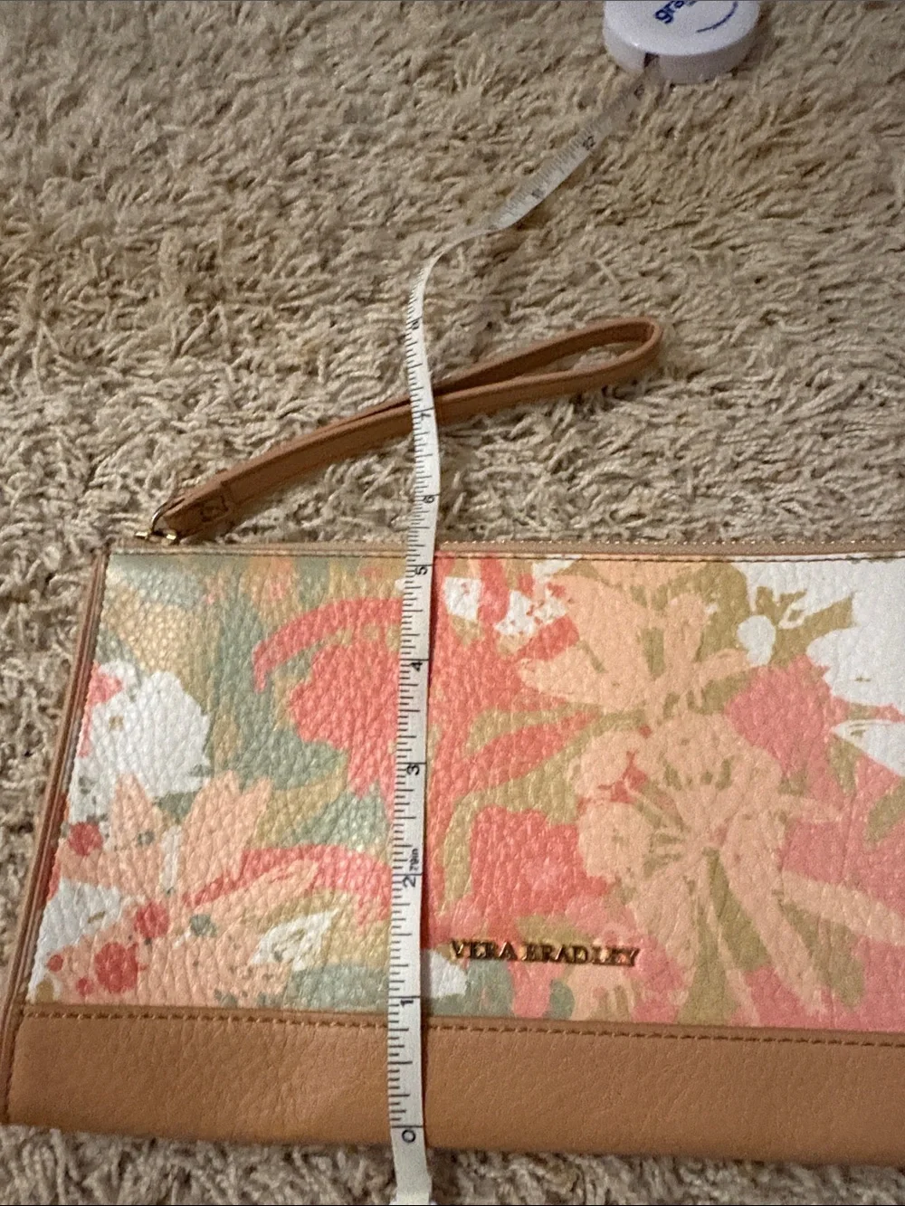 Vera Bradley Floral Wristlet Clutch in Coral and Tan